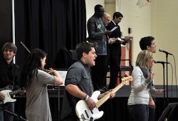 chapel with worship band
