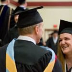 Student receiving her degree