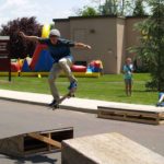 skateboarder jumping ramp