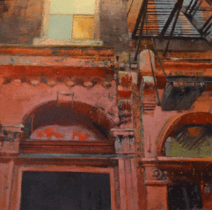 Red architecture painting