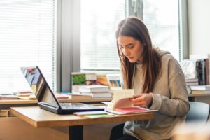 image of student studying online.