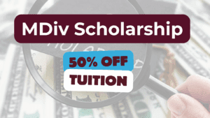 An image for a 50% scholarship offer for the Cairn MDiv program